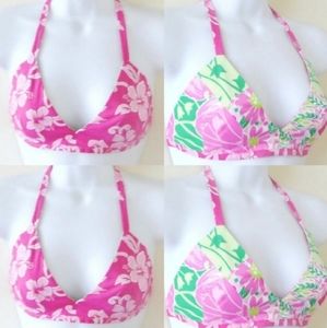 Reversible Bikini Top Barbie 60s Style Cotton Preppy Hawaiian Tropical OOAK